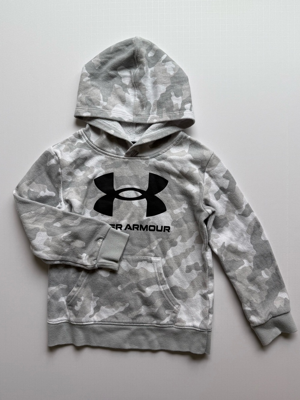 Under Armour Kids White & Gray Camo Pullover Hoodie, Size 6